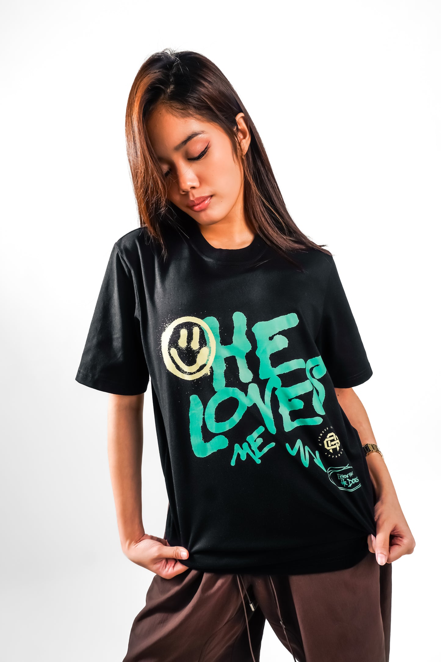D2 God Loves Me Big Front Print DTF CVC Cotton Basic Size Pattern 230 GSM Christian Clothing
