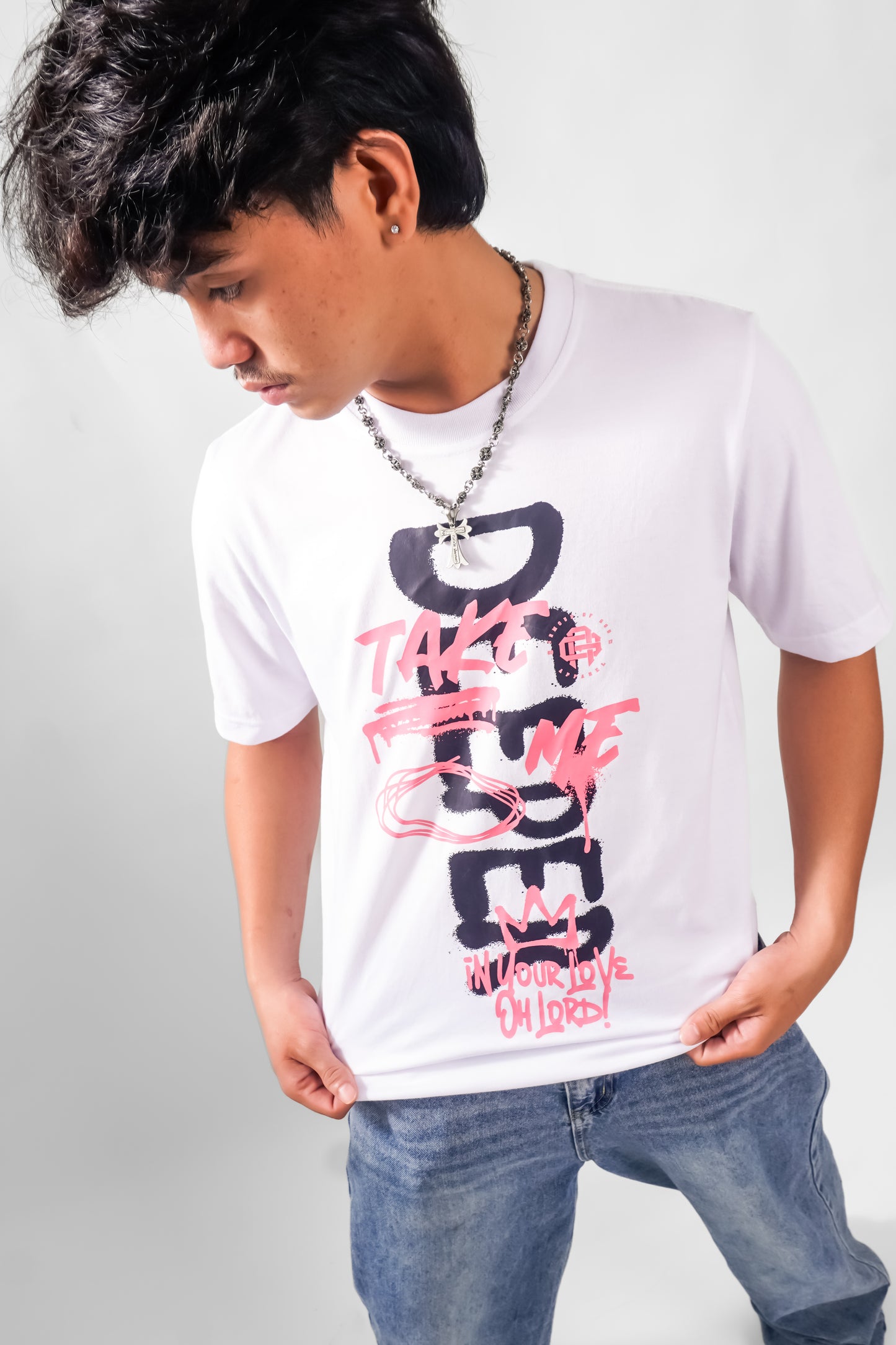 D4 Take Me Deeper in my FAITH Big Front Print DTF CVC Cotton Basic Size Pattern 230 GSM Christian Clothing