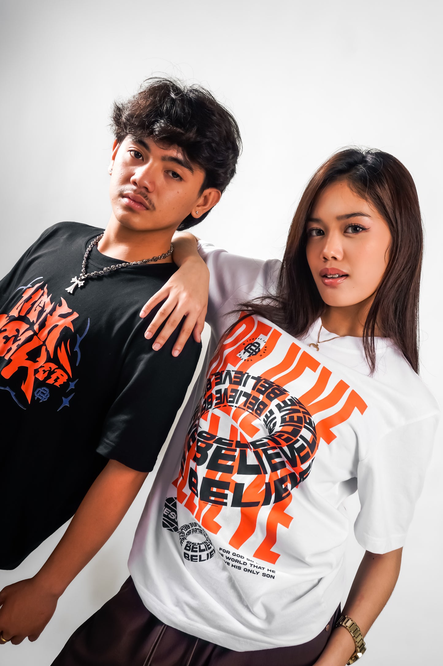 D7 Believe in Jesus and be saved Front Print DTF CVC Cotton Basic Size Pattern 230 GSM Christian Clothing