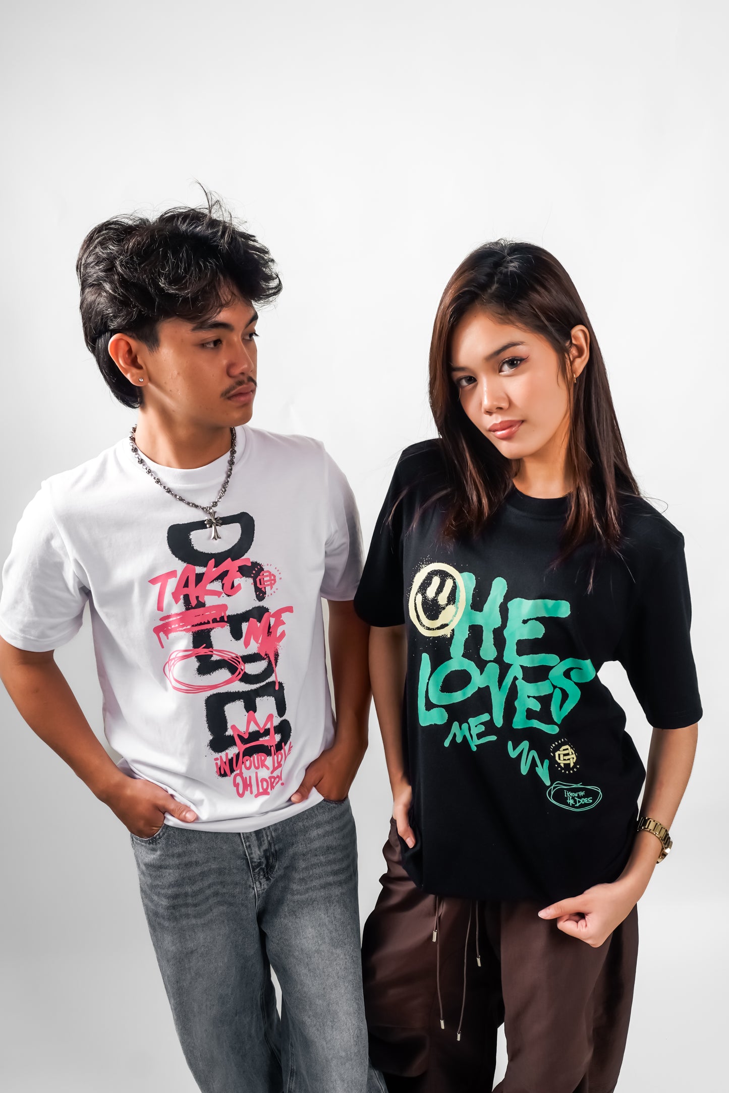 D2 God Loves Me Big Front Print DTF CVC Cotton Basic Size Pattern 230 GSM Christian Clothing