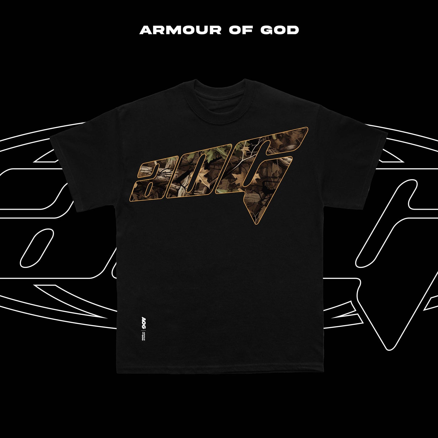 AOG BIG LOGO CAMO FRONT COTTON TSHIRT CHRISTIAN SHIRT