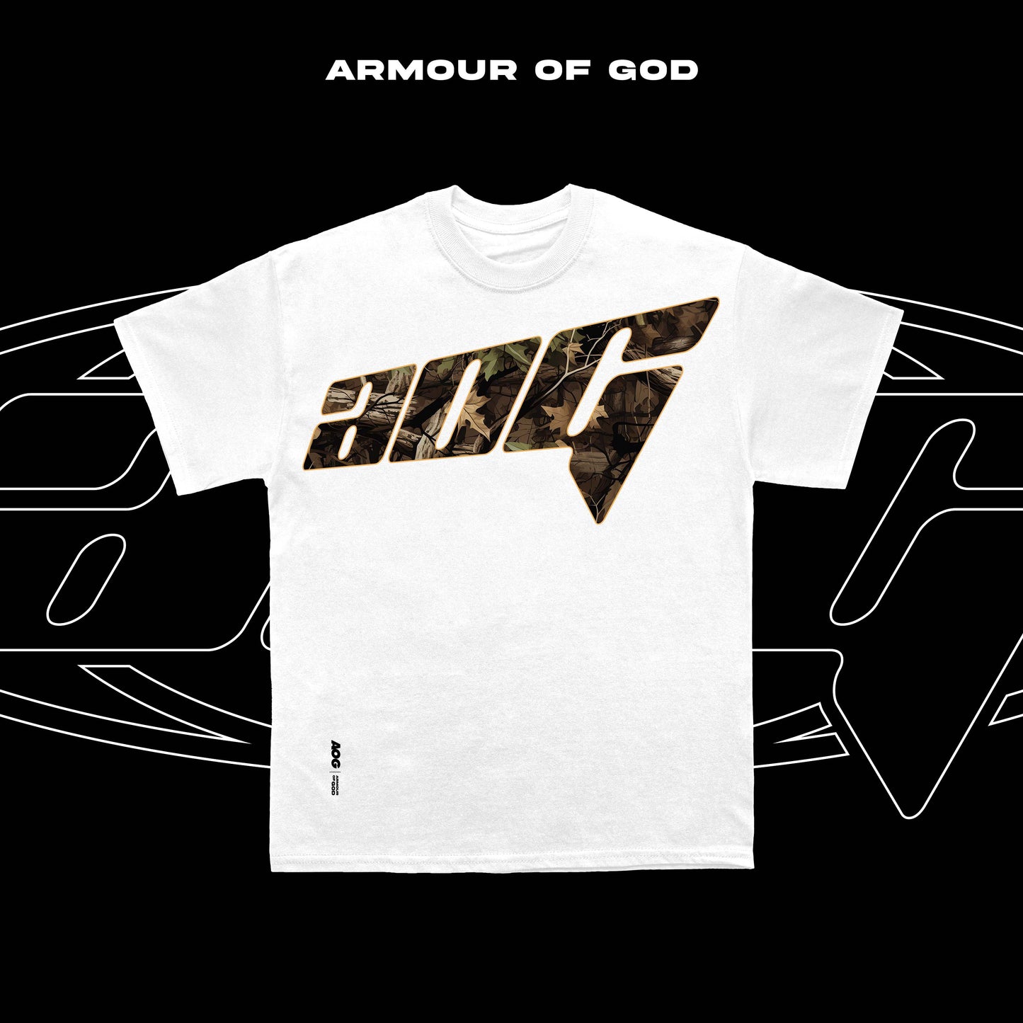 AOG BIG LOGO CAMO FRONT COTTON TSHIRT CHRISTIAN SHIRT