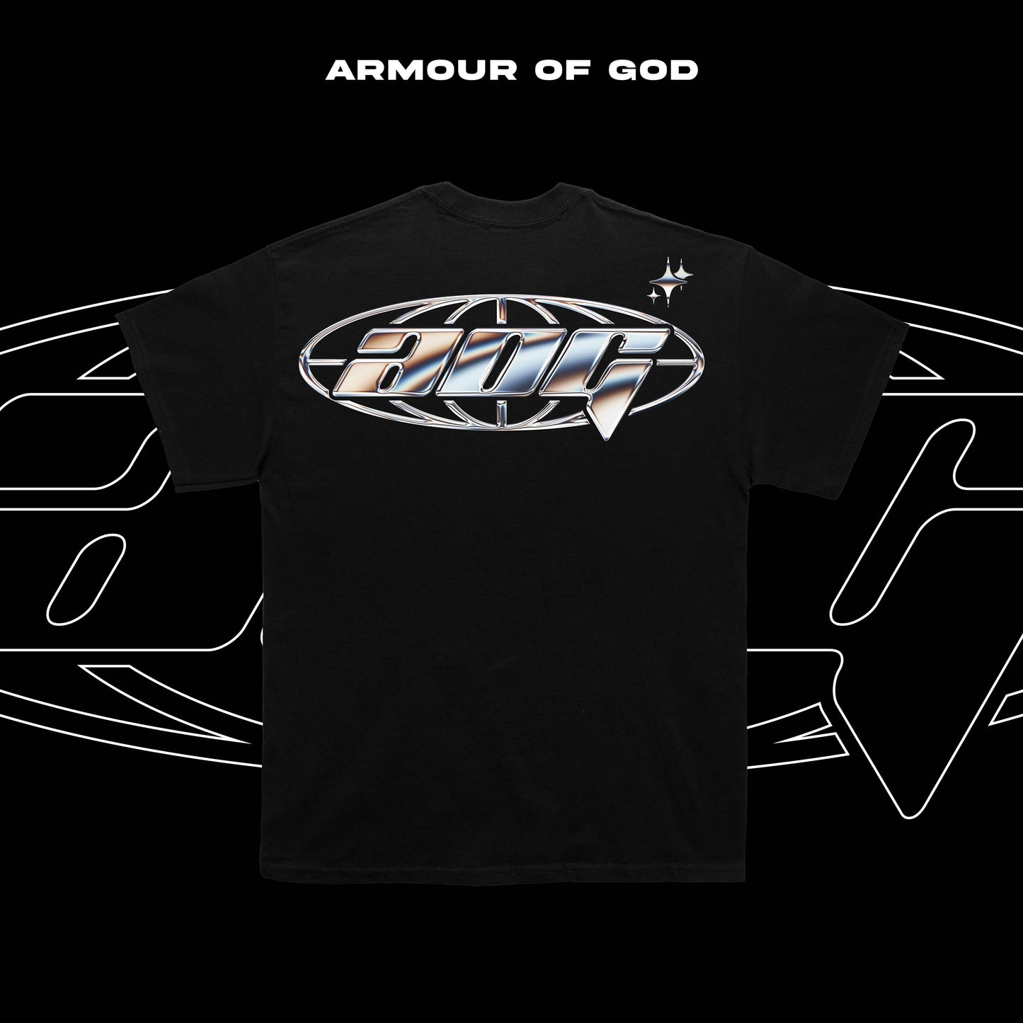 Armour of God BIG OG SILVER LOGO WORLDWIDE BACK T SHIRT TEE COTTON HIGH QUALITY