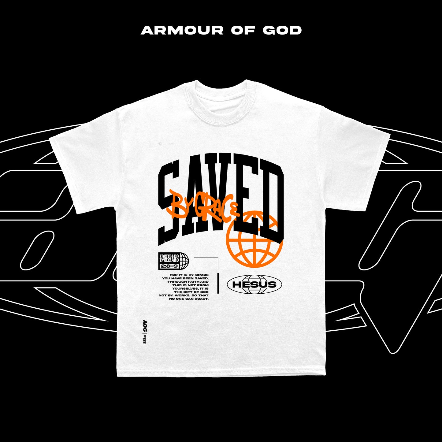 D5 Saved by Grace Big Front Print DTF CVC Cotton Basic Size Pattern 230 GSM Christian Clothing