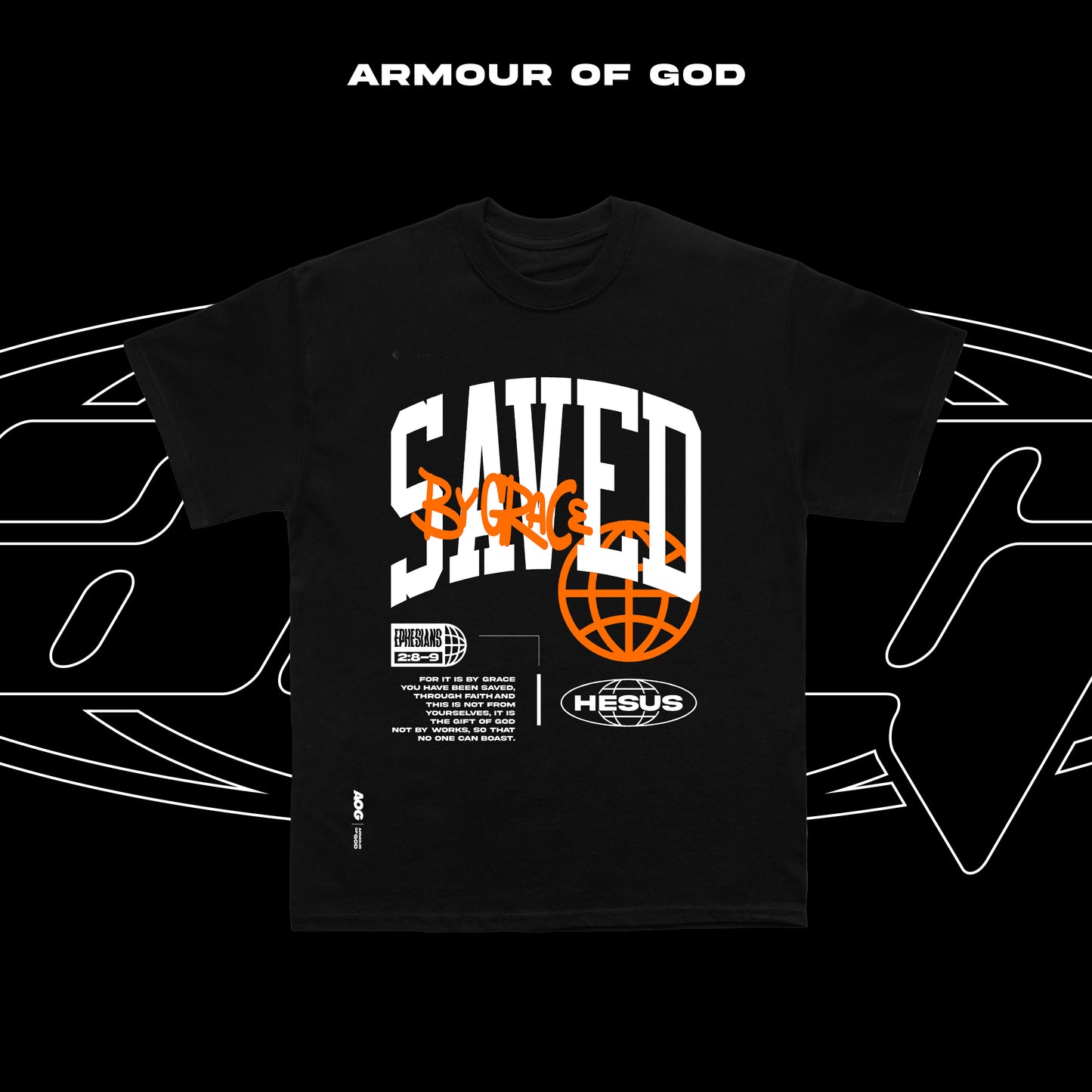 D5 Saved by Grace Big Front Print DTF CVC Cotton Basic Size Pattern 230 GSM Christian Clothing