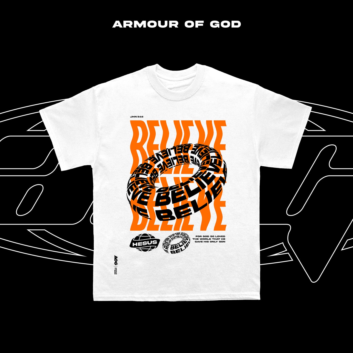 D7 Believe in Jesus and be saved Front Print DTF CVC Cotton Basic Size Pattern 230 GSM Christian Clothing