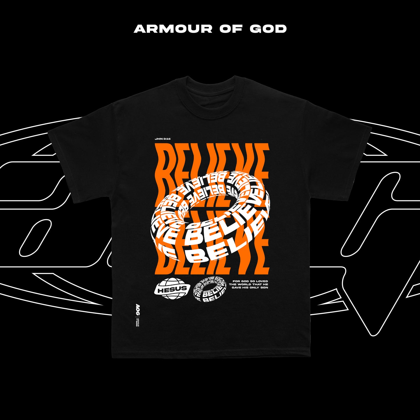 D7 Believe in Jesus and be saved Front Print DTF CVC Cotton Basic Size Pattern 230 GSM Christian Clothing
