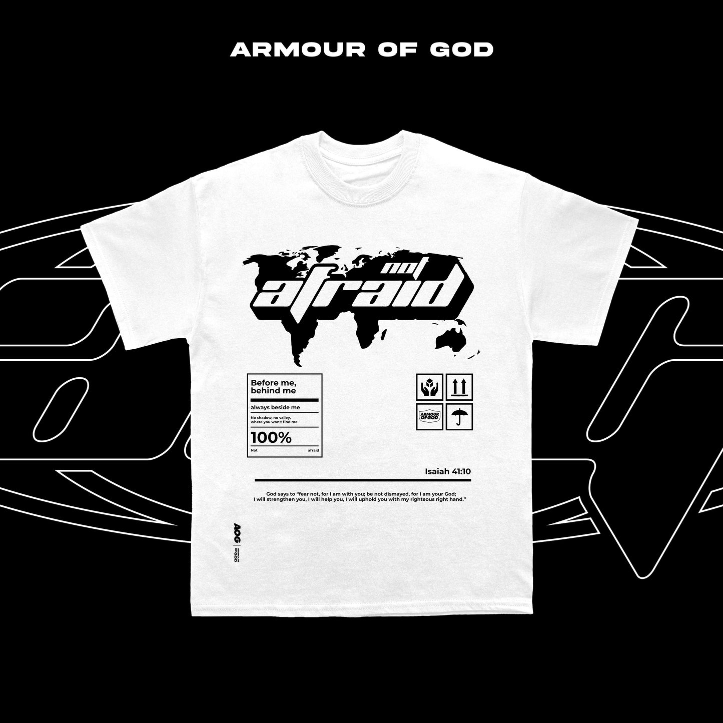 D9 Not Afraid God is with me Front Print DTF CVC Cotton Basic Size Pattern 230 GSM Christian Clothing Short Sleeve