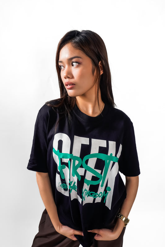 D3 Seek First the Kingdom Big Front Print DTF  CVC Cotton Basic Size Pattern 230 GSM Christian Clothing